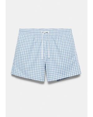 Pull&Bear Gingham Check Swimsuit - Blue