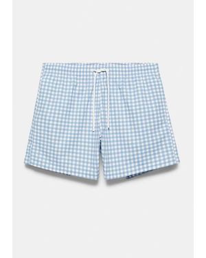 Pull&Bear Zwembroek Met Gingham Ruit - Blauw