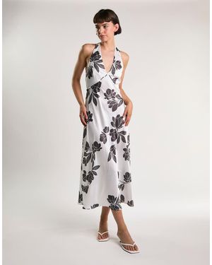 Glamorous Halter Neck Midi Dress - White