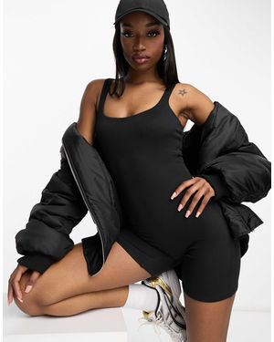 ASOS Strappy Soft Touch Unitard Playsuit - Black