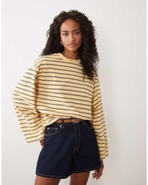 Gina Tricot Gestreepte Top Met Lange Mouwen - Blauw
