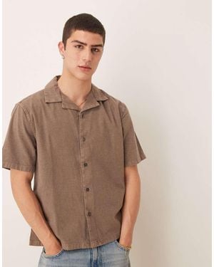 Abercrombie & Fitch Camisa De Manga Corta De Lino De - Marrón