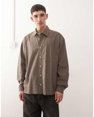 Collusion Long Sleeve Oversized Skate Shirt - Brown