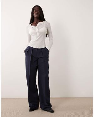 ASOS Tall Tailored Wide Leg Pants With Pleat Detail - White