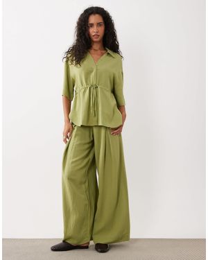 ASOS Pleated Wide Leg Trouser - Green