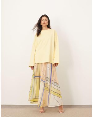 ARRANGE Tiered Maxi Skirt With Tie Waist - Natural