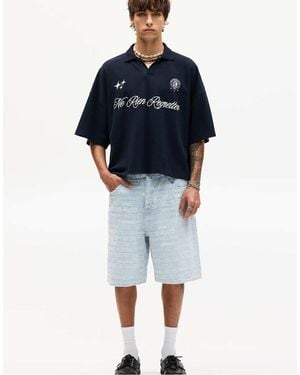 Pull&Bear Jacquard Denim Bermuda Shorts - Blue
