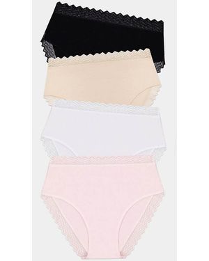 Stripe & Stare Zigzag Lace High Rise Knicker Four Pack - Black