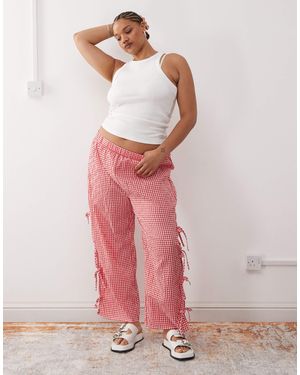 Noisy May Wide Leg Tie Detail Trouser - Pink
