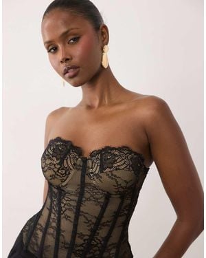 River Island Corsettop Met Kantdetail - Zwart