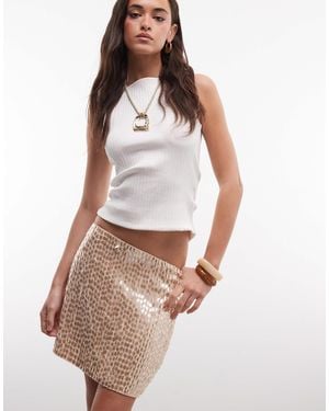 Miss Selfridge Sequin Mini Skirt - White