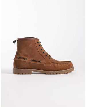 ASOS – schnürstiefel aus hellem wildleder mit runder zehenpartie, schnurverzierung und nahtdetails - Braun