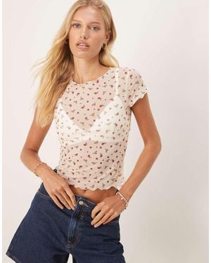 ASOS Gekrompen T-Shirt Van Mesh - Blauw