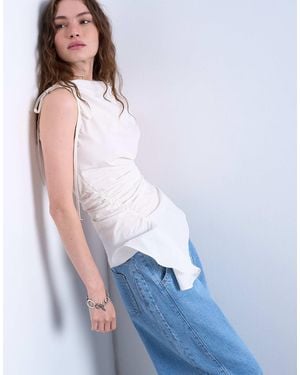 TOPSHOP Gathered Detail Top - White