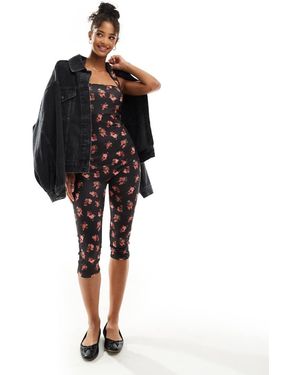 ASOS Halterneck Pedal Pusher Jumpsuit With Square Neckline - Black
