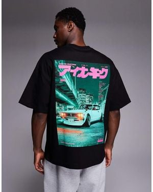 River Island Oversized Car Graphic Printed T-Shirt - Grey