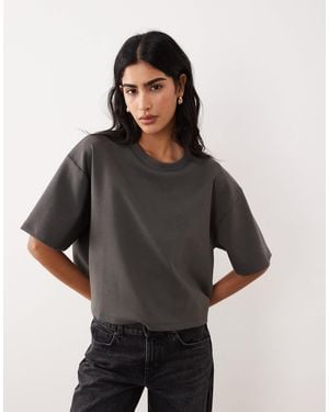 ASOS Interlock Boxy Crop Short Sleeve T-shirt - Grey