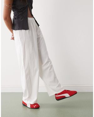 Collusion Relaxed Woven Balloon Pant With Linen - White