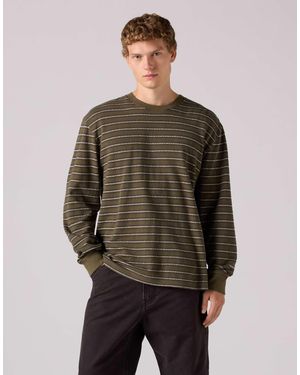 Levi's T-shirt graphique rayé authentique à manches longues en artie jacquard coffee - Marron
