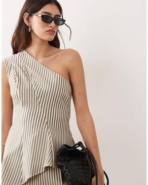 ARRANGE One Shoulder Structured Top Co-ord With Asymmetric Hem - Gray