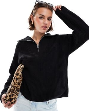 SELECTED Femme Half Zip Sweater - Black