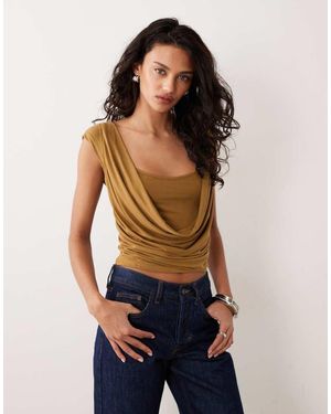 Motel Rinsha Cowl Neck Cupro Top - Blue