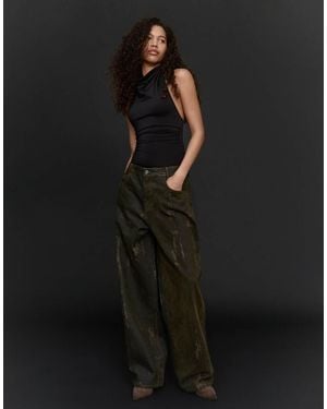 Bershka Gerimpelde Body Met Halternek - Zwart