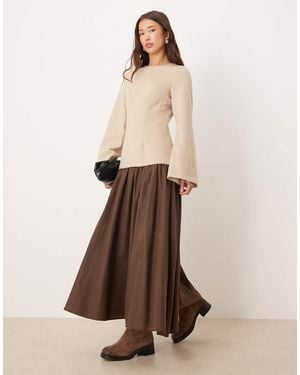 ASOS Hybrid Dropped Waist Maxi Dress - Natural
