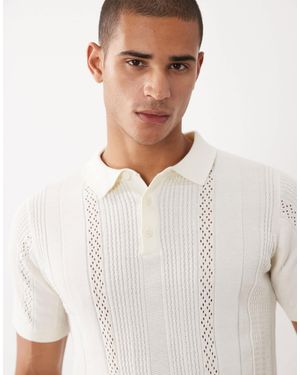 Threadbare Knit Short Sleeve Polo Shirt - White