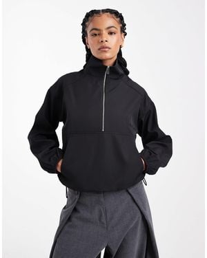4th & Reckless Exclusive Water Repellent Zip Through Funnel Neck toggle Detail Pullover Jacket - Blue