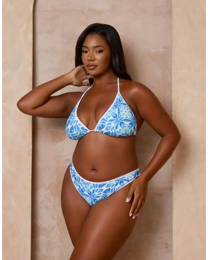 Moda Minx Curve X Alessa Tyrrell-charles Mykonos Print Triangle Bikini Top - Brown
