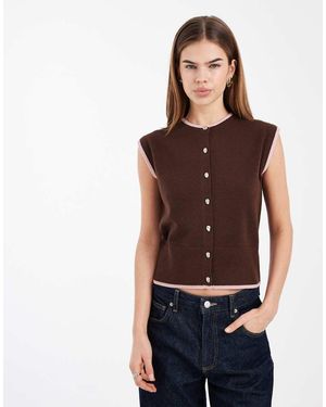 New Look Tipped Knitted Waistcoat - Red