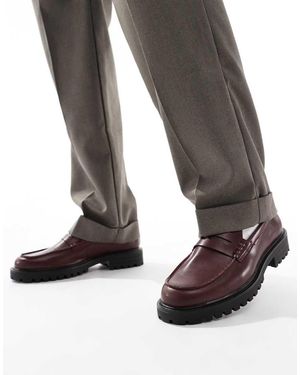 Truffle Collection Mocassini College Bordeaux Con Suola Spessa - Nero