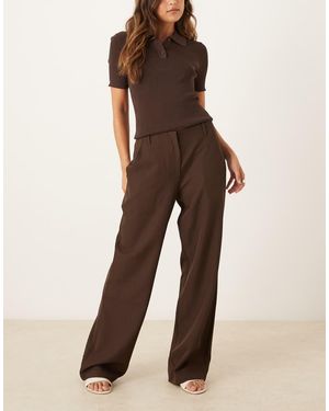 Pretty Lavish Tailored Wide Leg Trousers - Brown