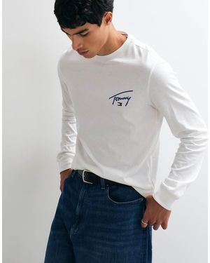 Tommy Hilfiger Signature Logo Slim Fit Long Sleeve T-shirt - Grey