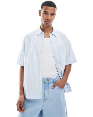 Jack & Jones Camisa A Rayas Azules De Corte Cuadrado De - Blanco
