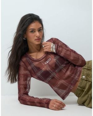Nike Langärmliges mesh-oberteil mit karomuster - Braun