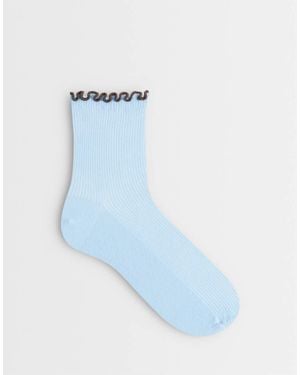 ASOS Ankle Socks With Contrast Frill Trim - Blue