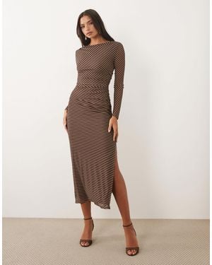 Forever New – neckholder-maxikleid aus netzstoff - Braun