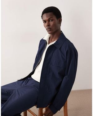 ASOS COLLECTIVE Cotton Nylon Blend Shacket - Blue