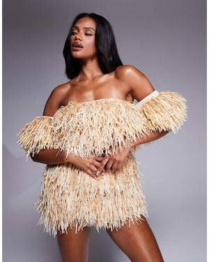 ASOS Extreme Raffia Bardot Top Co-ord - Natural