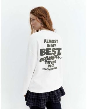 Pull&Bear Long Sleeve Effort T-shirt - White