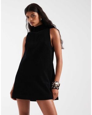 ASOS Ärmelloses cord-minikleid mit stehkragen - Schwarz