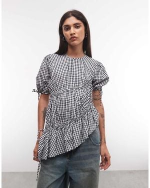 Collusion Blusa Con Dettaglio A Canale A Quadri - Grigio