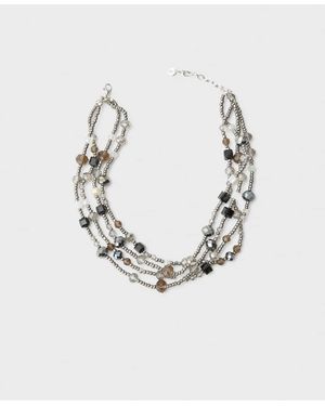 Stradivarius Meerstrangs Kralen Chokerketting - Grijs