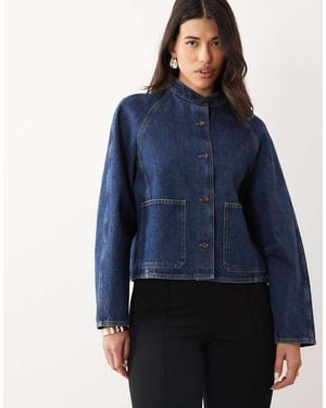 ARKET Denim High Neck Bomber Jacket - Blue