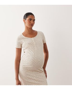 Mama.licious Mamalicious Zwangerschapsnachthemd Met Hartjesprint En Borstvoedingsfunctie - Naturel