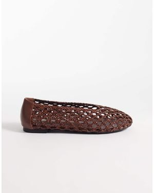 Glamorous Woven Ballet Flats - Brown