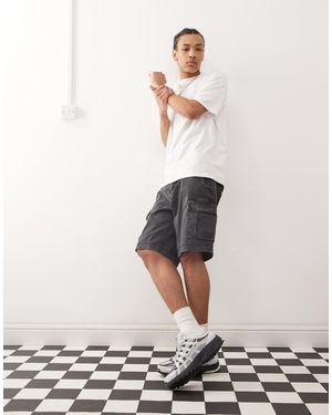 Champion Pantalones Cortos Cargo Negros De Tejido Liso De - Blanco