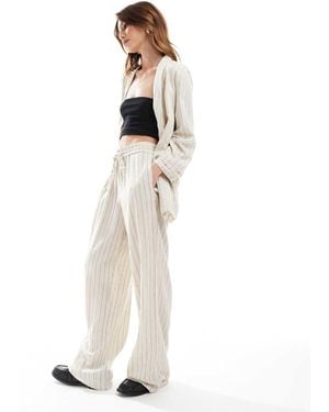 Pieces Mix & Match Linen Touch Wide Leg Trouser - White